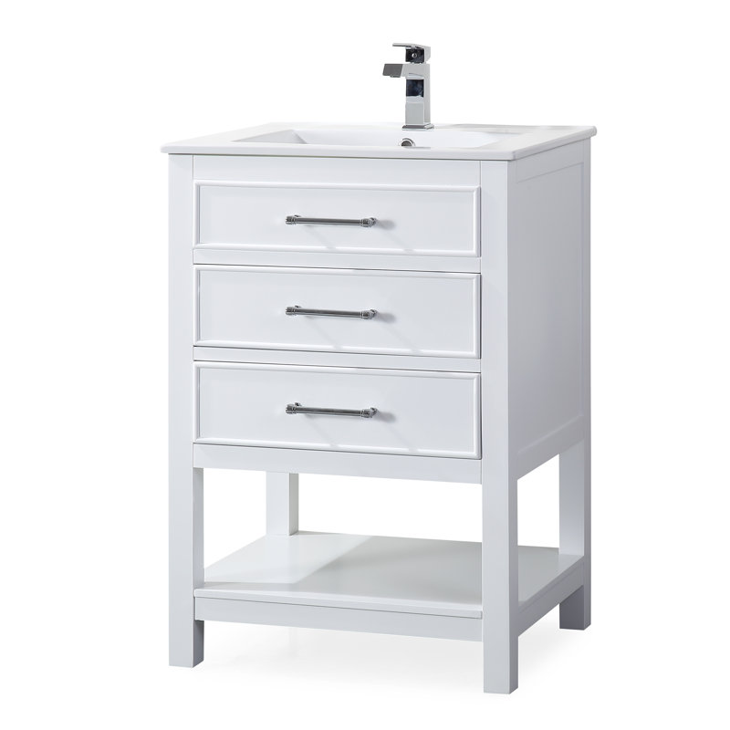 Sinclaire 24" White Quartz Top Traditional Bathroom Vanity