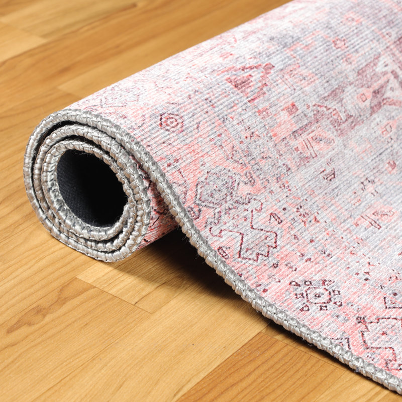 Boho Geometric Distressed Indoor Area Rug, Rectangle 5'x 7'5"