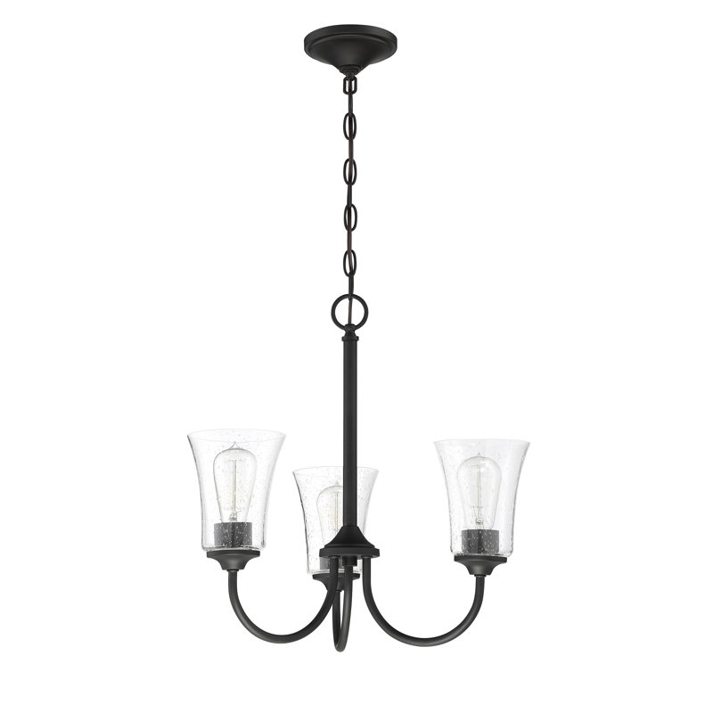 Whittington 3 - Light Dimmable Classic / Traditional Chandelier, Clear Seeded, Flat Black