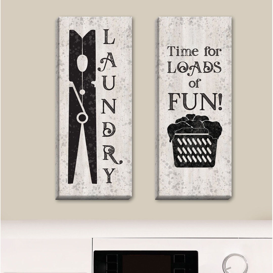 " Laundry Room Humor Clothespin & Loads Of Fun " by Tara Reed 2 - Pieces August Grove®