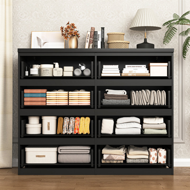Commode 8 tiroirs pour chambre à coucher, Black