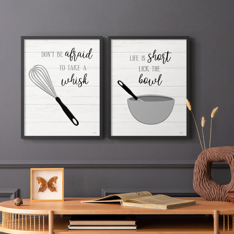 «Take A Whisk» - reproduction encadrée de qualité supérieure - prête à être accrochée - aucun clou requis - aucun clou requis
