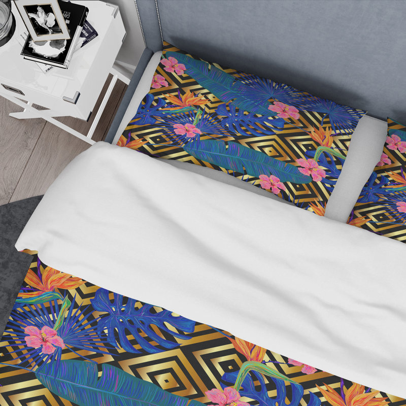 Modern & Contemporary Polyester Twill Geometric Shapes Duvet Cover, Full/Queen Duvet Cover + 2 Shams