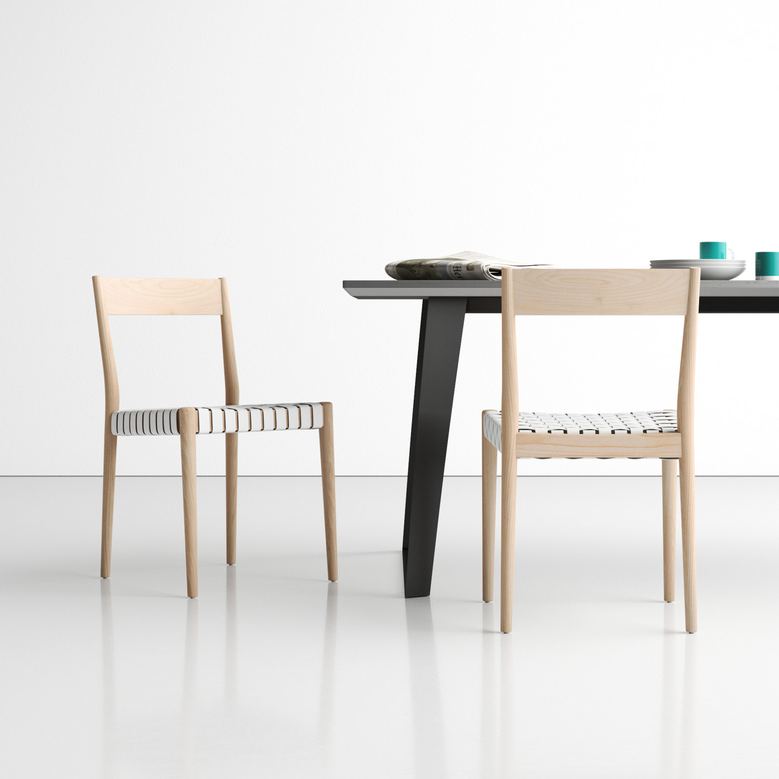 Cosme Armchair, White/Light Wood