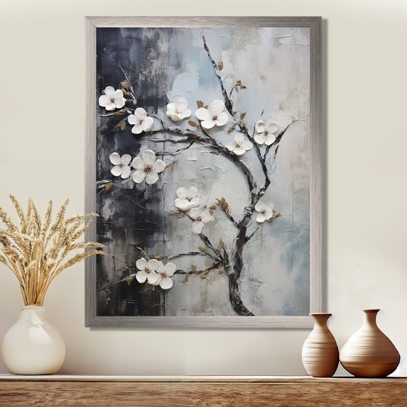 Pomme en fleurs Harmony, H 44 po x l 34 po x P 1 po, Cadre flottant noir