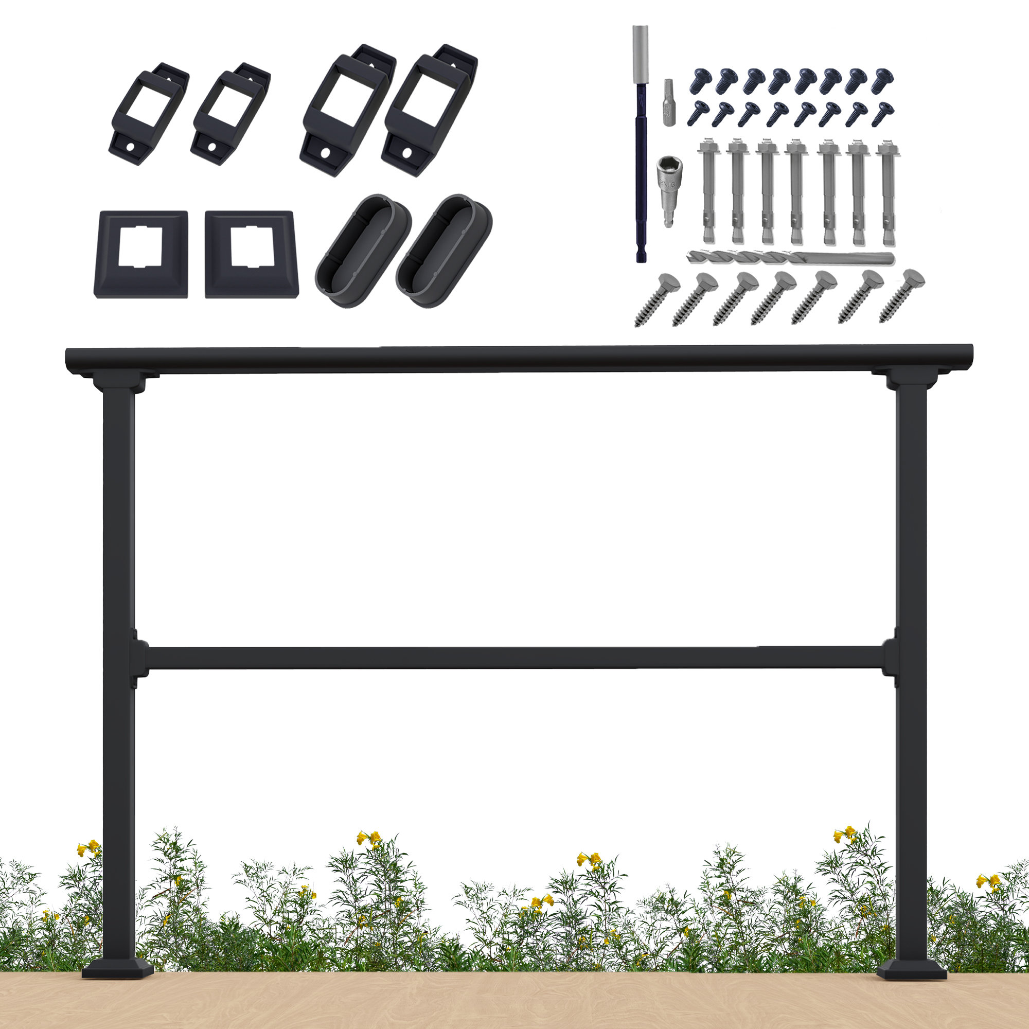 CR Home Chr Horizontal Simple Flat Railing Kit - Outdoor Flat Railing ...