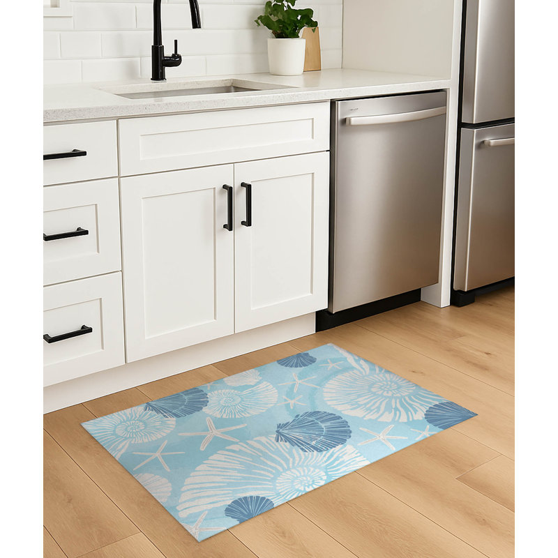 Tapis de cuisine antidérapant Starfish, Rectangulaire 2 pi x 3 pi, Bleu