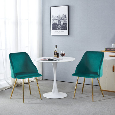 Amaia Velvet Upholstered Dining Chair with Gold Accent Legs