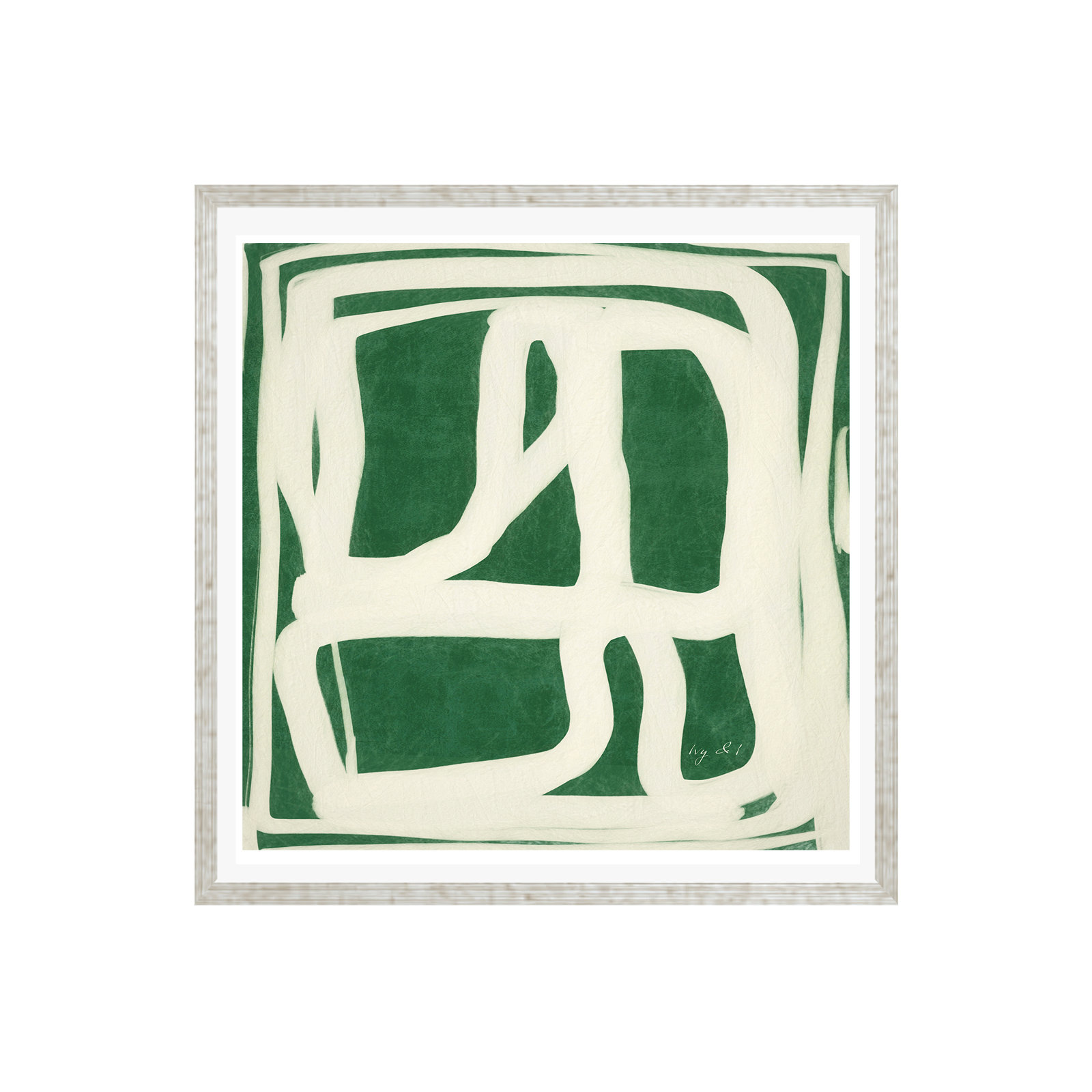 Green White Movement by Ivy&I, Yes, Silver Framed Paper, 30" H x 30" W x 0.75" D