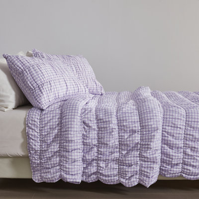 Gingham Quilt Set With Shams