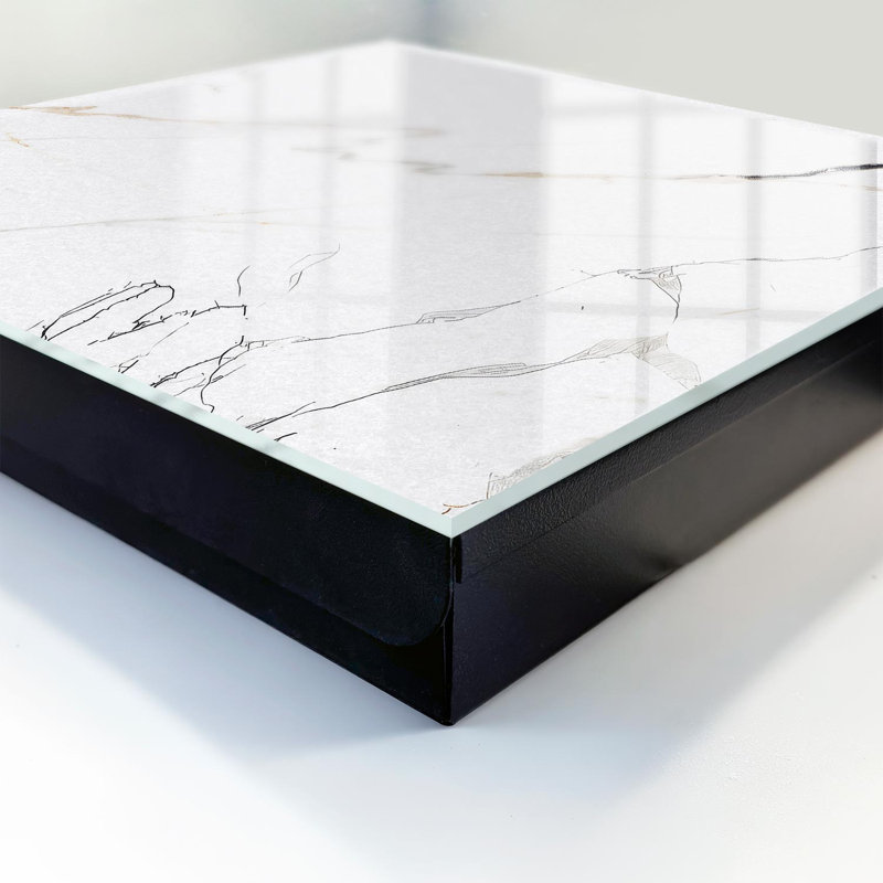 Key box for wall, Opens to the left, 30x30x5, White, Subtle marble texture with delicate lines, 