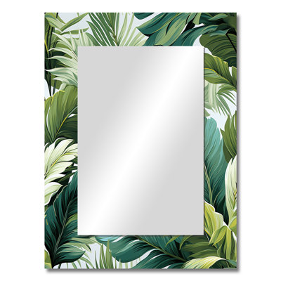 Braynen Palm Mirage Tropical Pattern - tropical  Decorative Wall Mirror, Tropical Large Mirror, Printed Metal Art