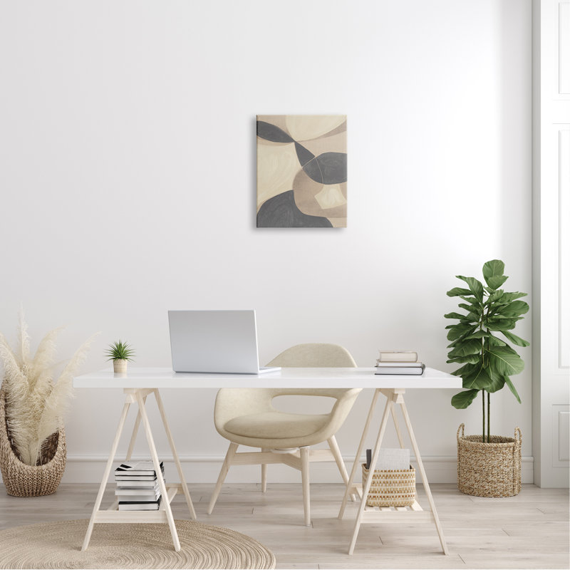 " Modern Beige Boho Abstract Overlapping Shapes " by Kippi Leonard Painting Print, 16" W x 20" H, Wrapped Canvas