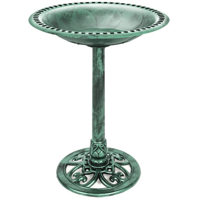 Décoration de salle de bain pour oiseaux à piédestal rustique d'extérieur Mccleskey pour jardin, cour avec décorations fleur de lys