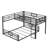 L-Shaped Metal Twin over Full Bunk Bed, Kids Space-Saving Steel Frame, Black