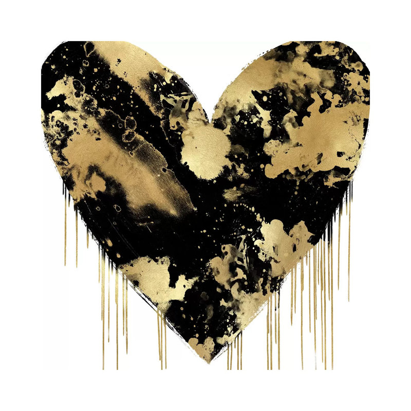 Big Hearted Black And Gold by Lindsay Rodgers - Wrapped Canvas Print, 45.72 cm H x 45.72 cm W x 1.91 cm D