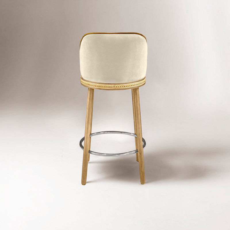 Tabouret de bar et de comptoir Alma, Nuage, Nickel satiné, Tabouret de comptoir (siège d'une hauteur de 27 p