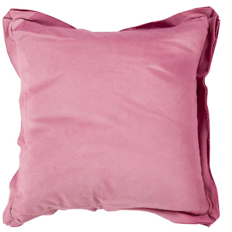  Housse de coussin carré en coton, Magenta, H 22 po x l 22 po x P 4 po, Polyester/ Bourre en polyester