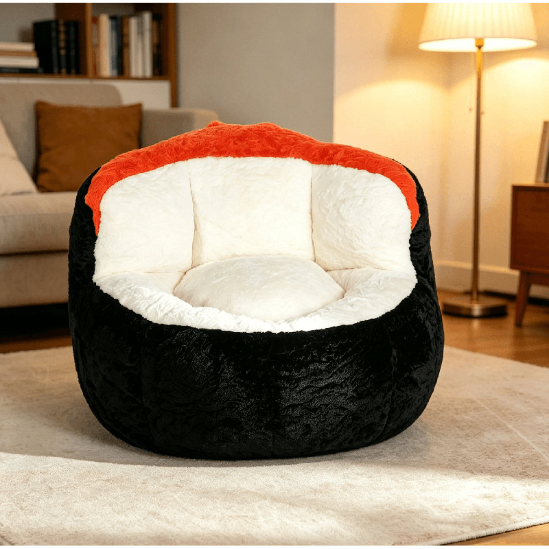 Fauteuil à billes surdimensionné, canapé-lit simple en forme de noix avec mousse à compression, fauteuil de plancher couleur bonbon