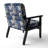 Cobalt Blue Scrollwork Swirls Victorian Pattern II - Upholstered Floral Accent Chair-1244380836