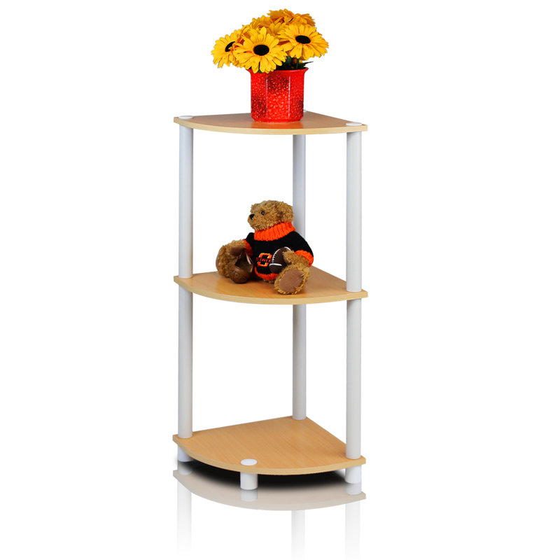 Bibliothèque en coin Baril, Hêtre / blanc, (2 Shelves) 29.6" H x 11.6" W x 11.6" D