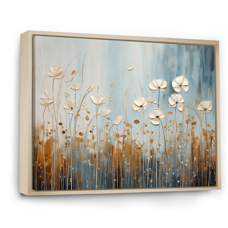 Minimalisme, fleurs sauvages, pays des merveilles sur toile, Cadre naturel flottant, H 34 po x l 44 po x P 1,5 po
