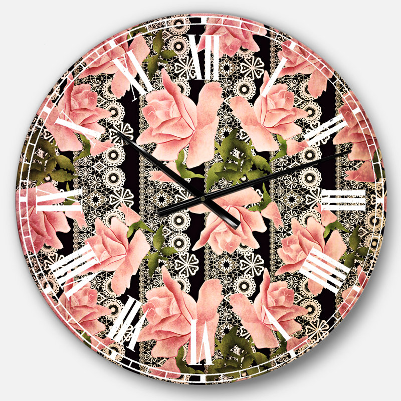 Motif de roses noires - Horloge murale traditionnelle, Moyenne