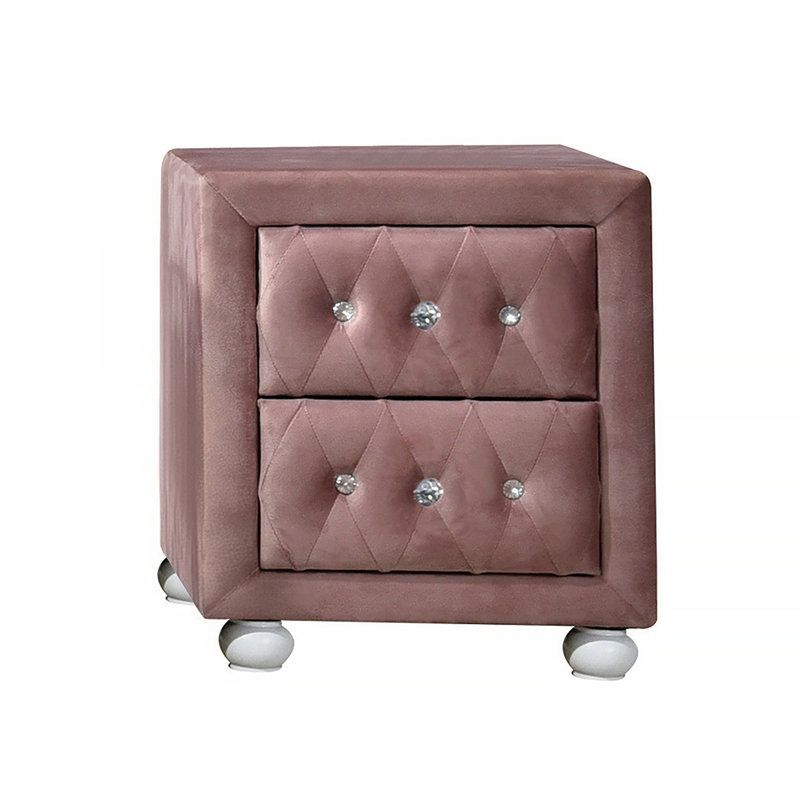 Table de chevet rose à 2 tiroirs