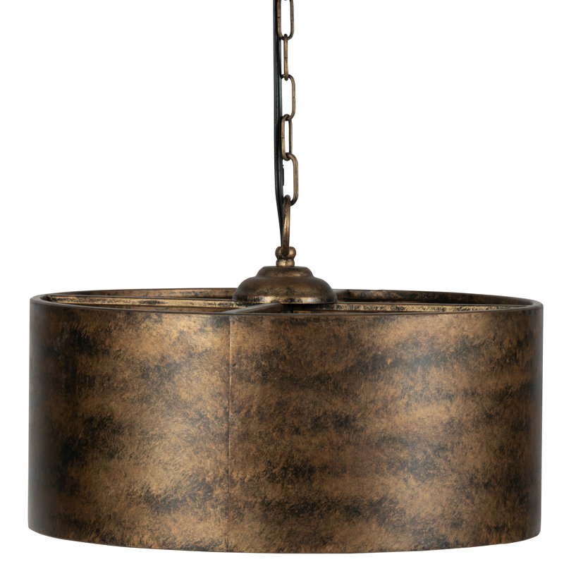 Lustre tambour en fer 3 lumières Claud, H 10,6 po x l 16,1 po x P 16,1 po