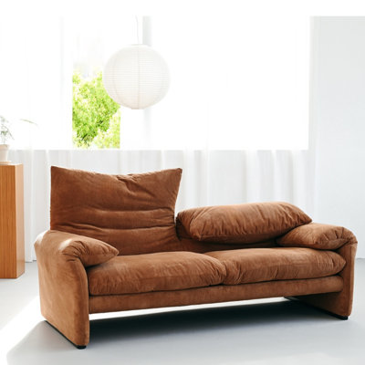 Retro Corduroy Fold-Ear Adjustable High-Back Sofa