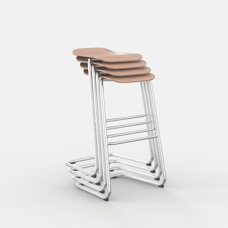 Industrial Stool Footring, Light Walnut, Chrome