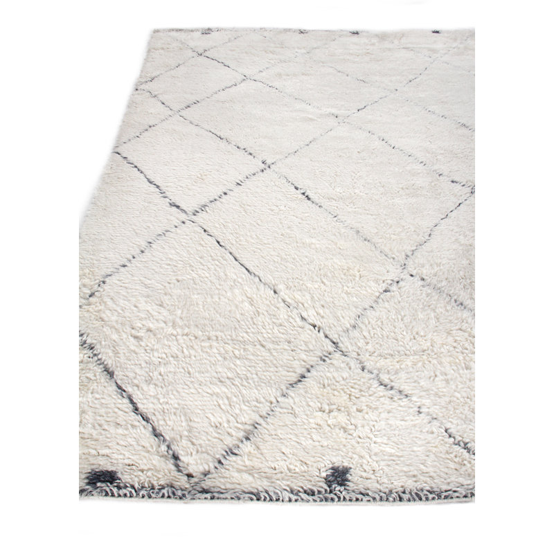 Moroccan Wool Geometric Area Rug, Rectangle 6' x 9'