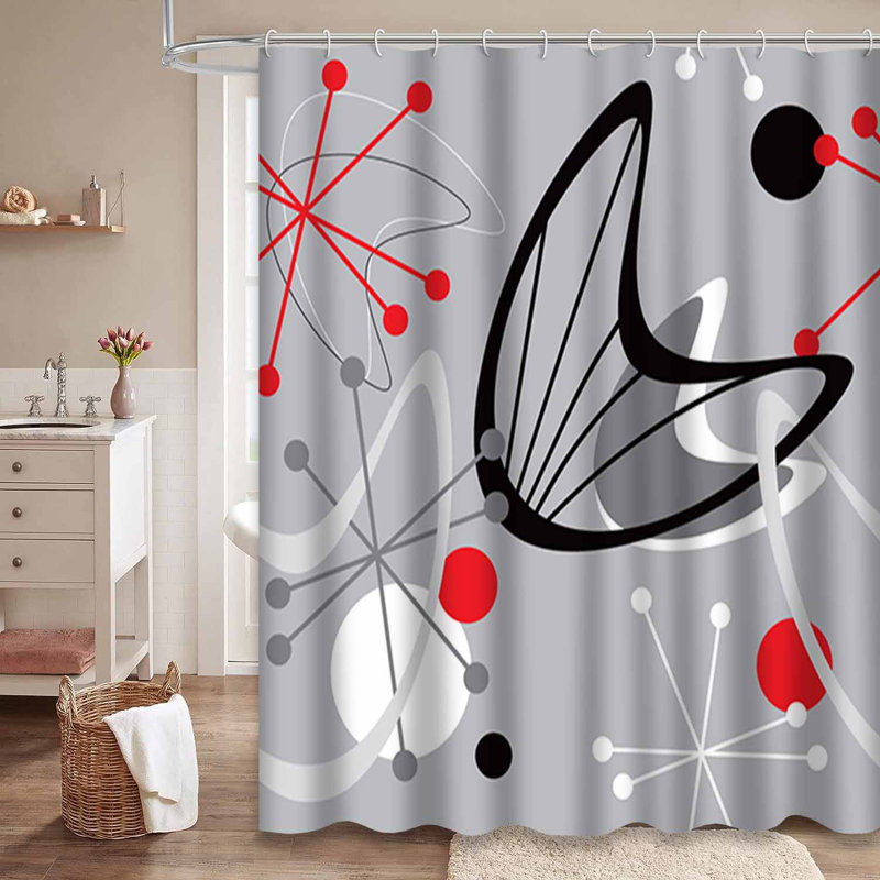 Rideau de douche imperméable à l'eau avec 12 crochets MidMod, L 72 po x l 72 po
