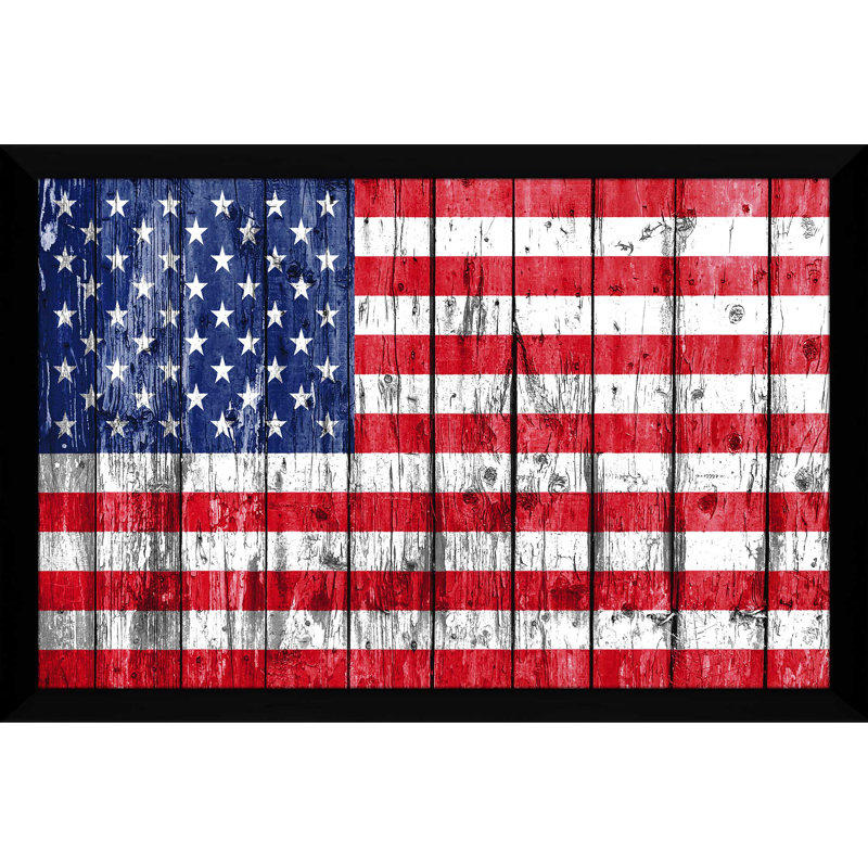 «Pledge Allegiance USA», reproduction d'impression encadrée, H 21,5 po x l 27,5 po x P 0,75 po, Cadre noir