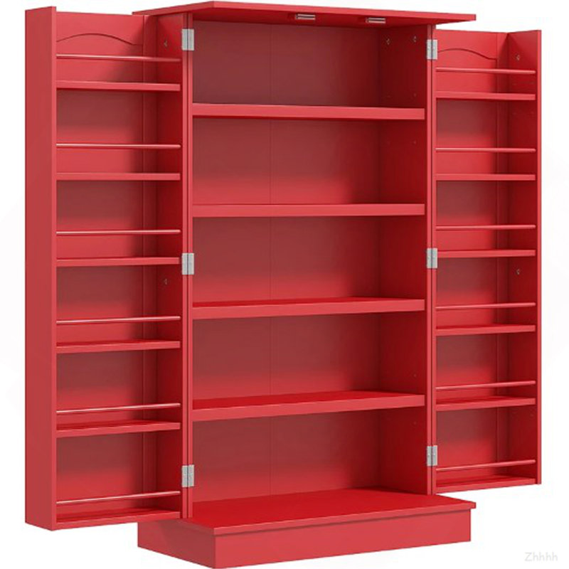 Grande armoire de rangement, armoire de cuisine avec portes doubles et tablettes à 5 niveaux pour la maison