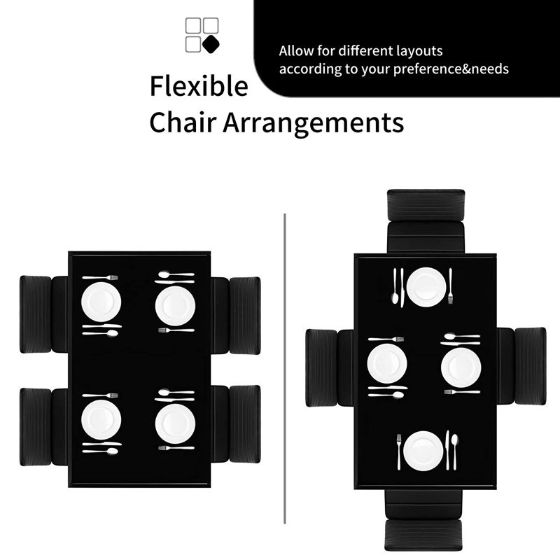 Ensemble repas pour 4 personnes Ivyona, gris, Gris, Noir, noir, noir, noir