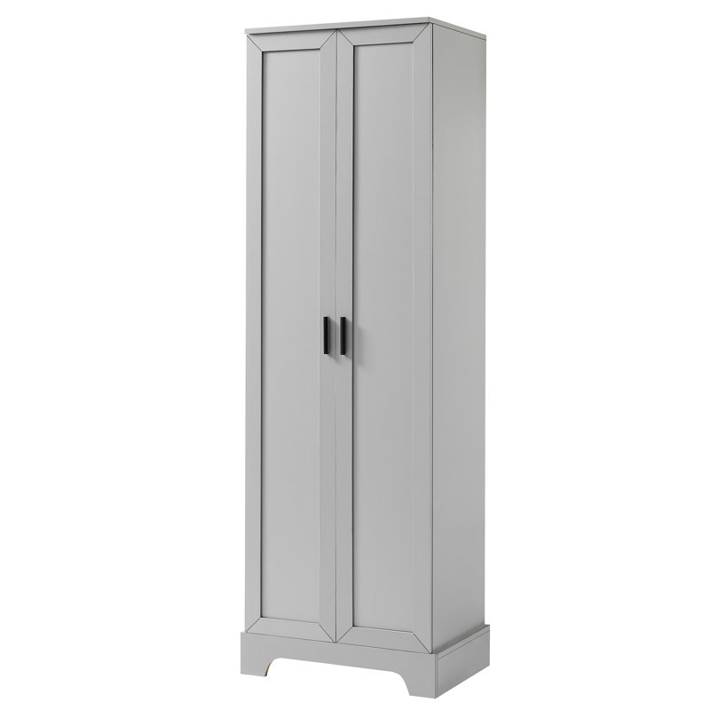 Armoire de rangement de salle de bain grise, deux portes, tablette réglable, tablette de tableau basculante avec