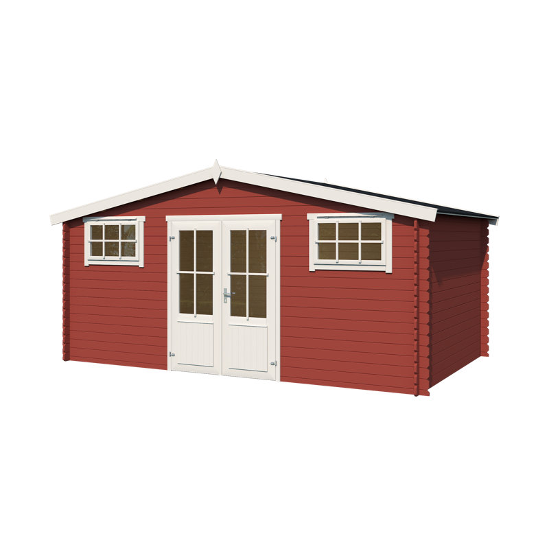 Lasita Washington 16 x 13 Ft. Apex Roof Summerhouse With Single Glazing (28mm), WASHINGTON SWEDISH RED