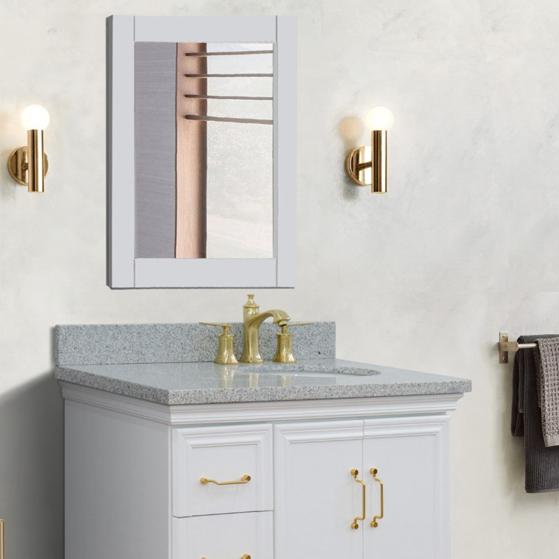 Miroir de salle de bain Olliyah, Blanc, 28 po x 30 po