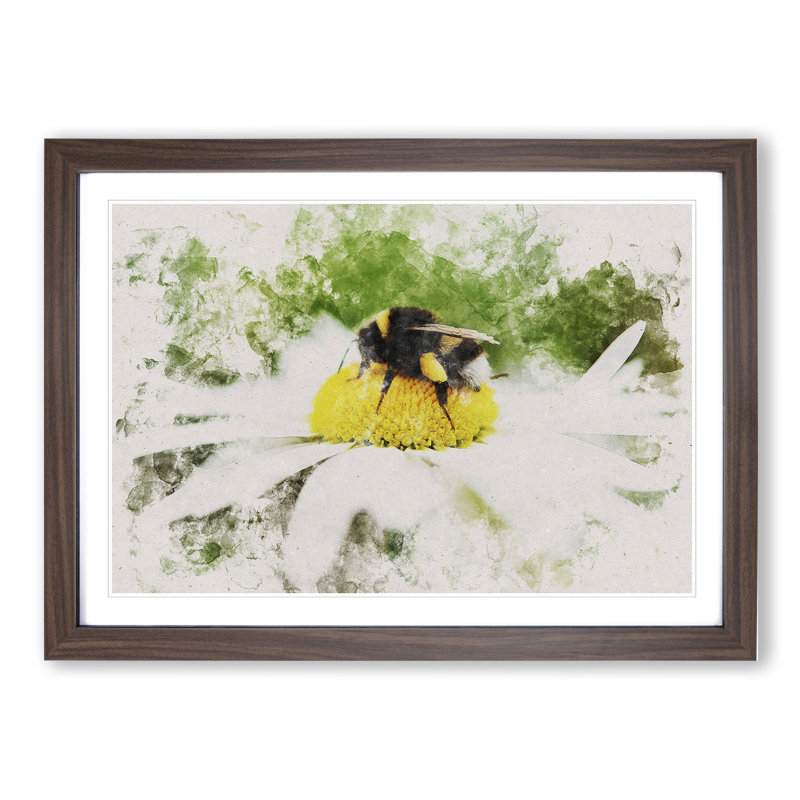 Bee Collecting Pollen Vol.2 - Framed Print, 65cm H x 90cm W x 2cm D, Walnut