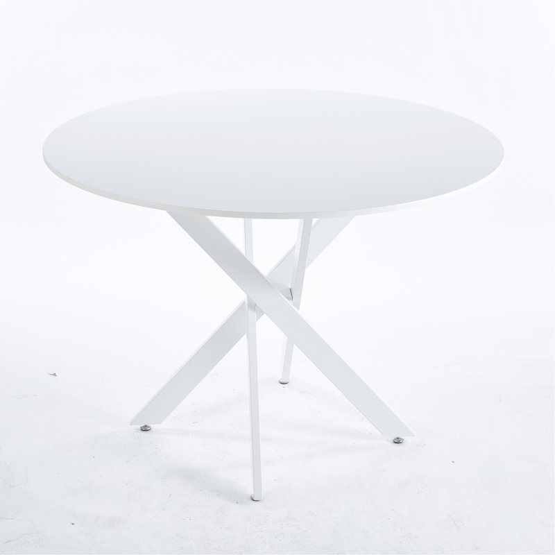 Table de salle à manger 42,1 "WHITE Mid-Century pour 4-6 personnes avec plateau rond en MDF