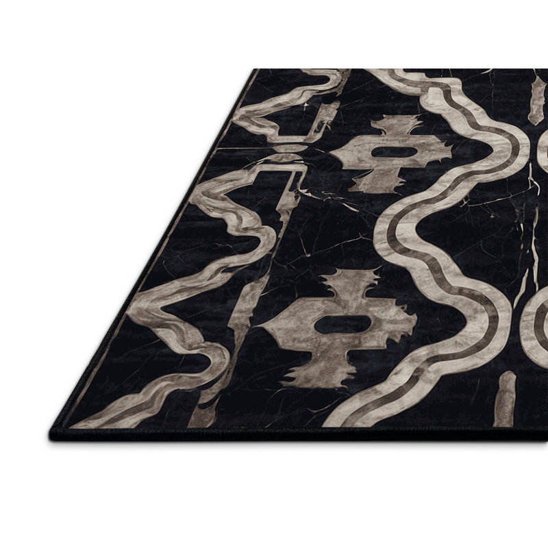 Silky Soft Plush Black Area Rug, Round 7'