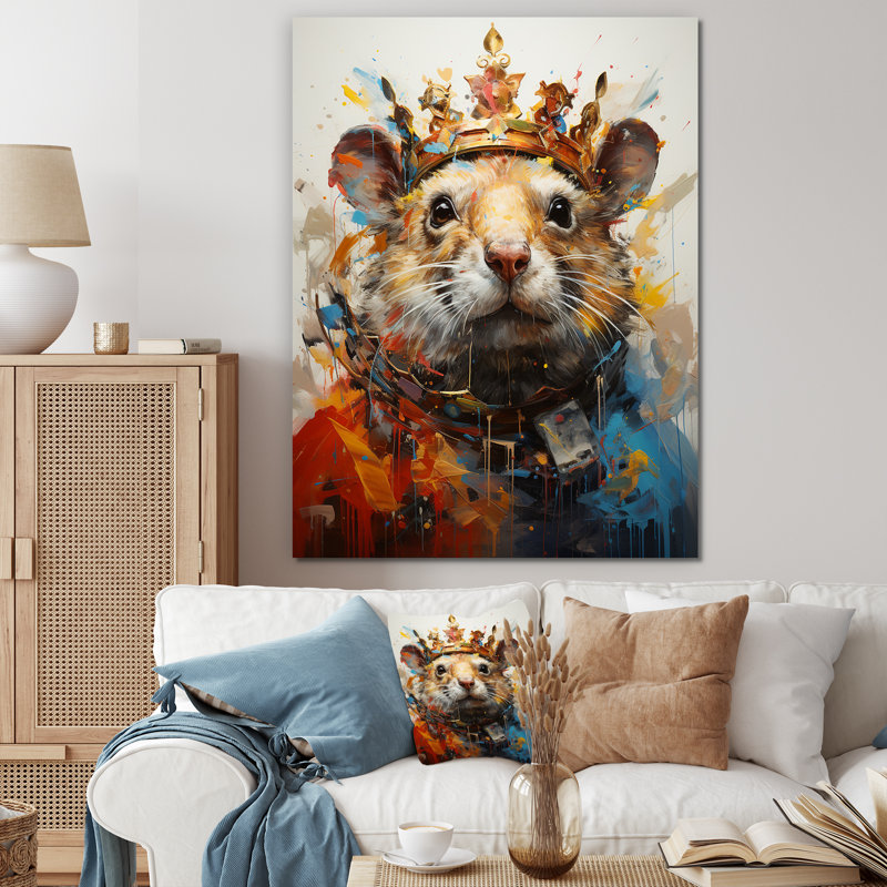 Jaune rongeur royal majestueux 1 - rongeur, art mural, Toile tendue, H 32 po x l 24 po