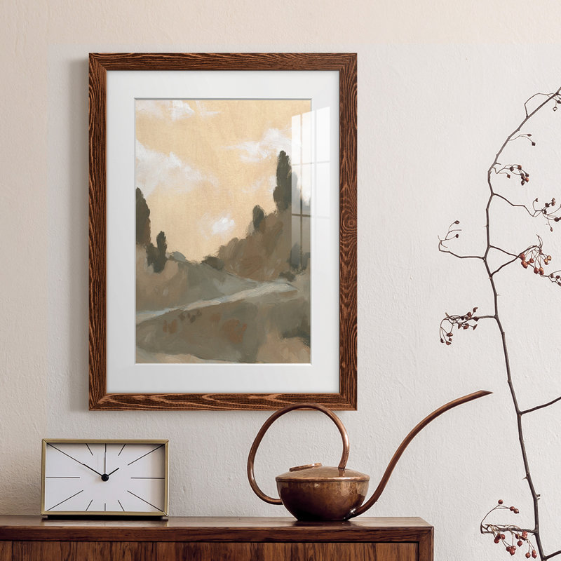Hillside Walking Path V - Peinture encadrée, H 31,5 po x l 23,5 po x P 1 po, Cadre brun