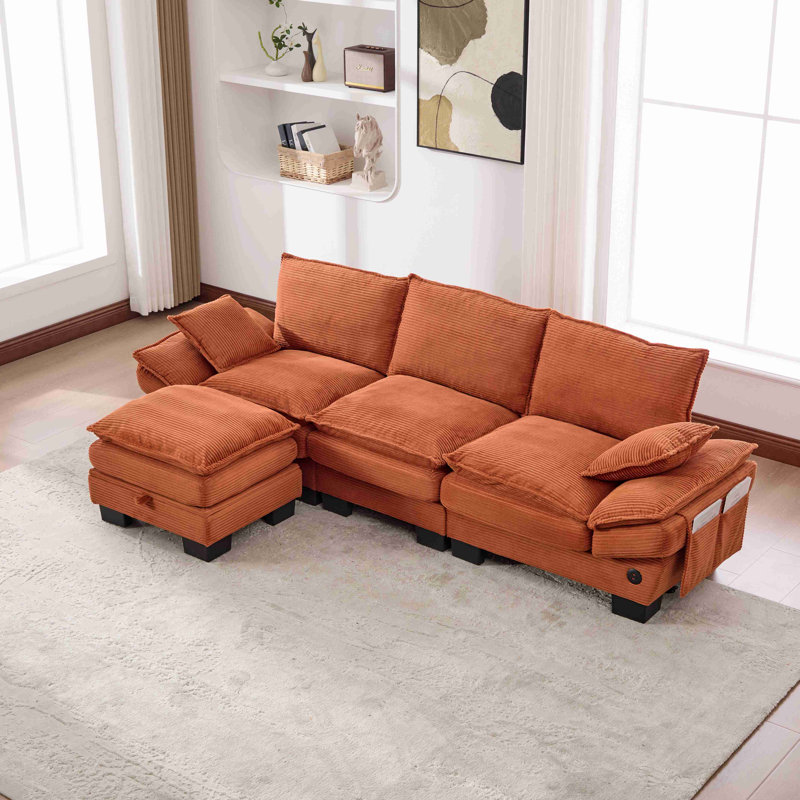 Canapé modulaire modulaire, canapé à assise profonde, canapé en velours côtelé, meubles rembourrés confortables pour salon, appartement, studio, bureau, ayant plusieurs combinaisons