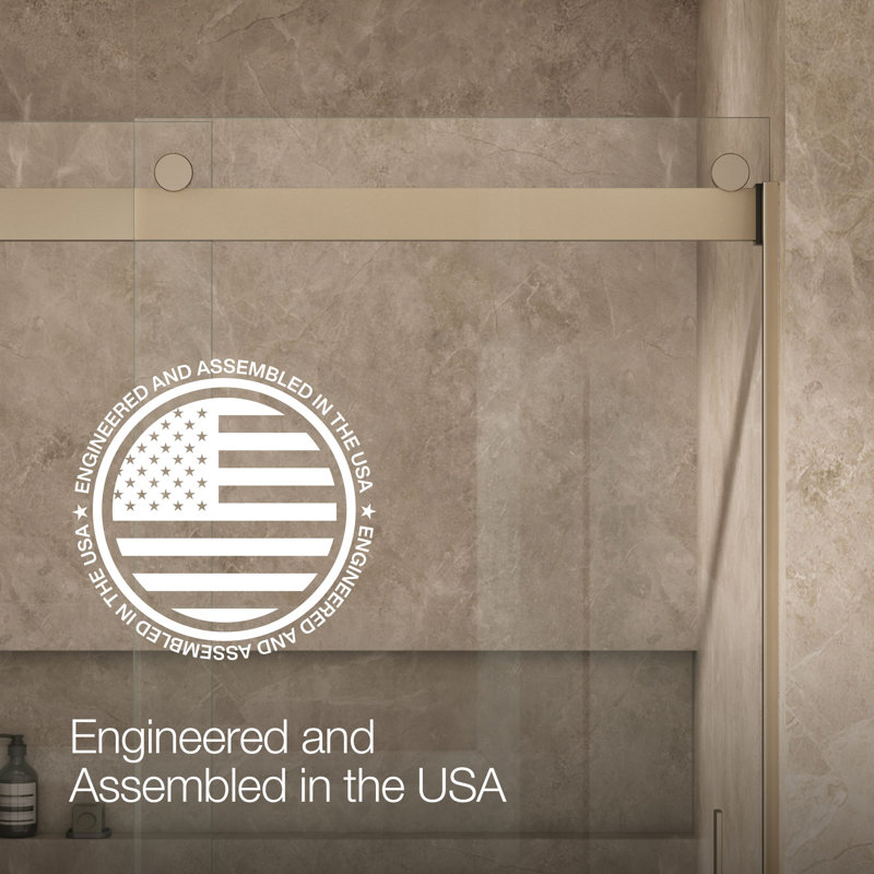 Levity 59.63" x 59.75" Bypass Bath Door with CleanCoat® Technology, Anodized Brushed Bronze, Clear