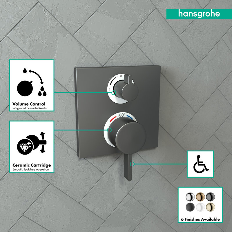 Ecostat Thermostatic Shower Faucet Trim, Brushed Black Chrome