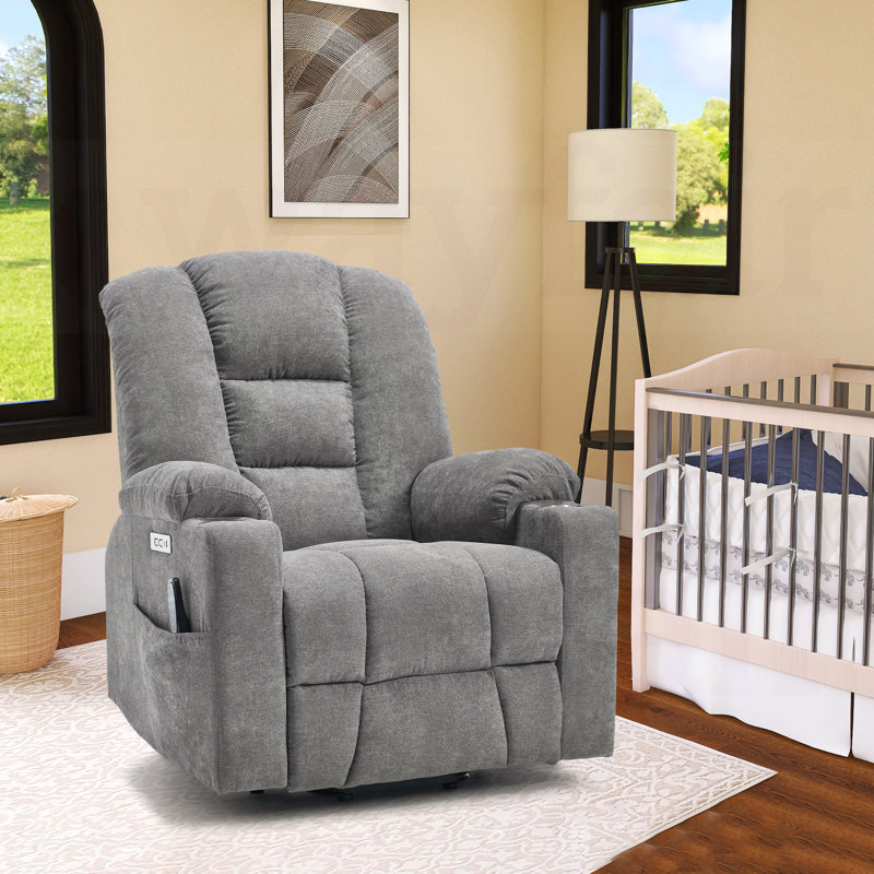Muli 39.80"W Power Lift Recliner Chair with Massage and Heat., Blue