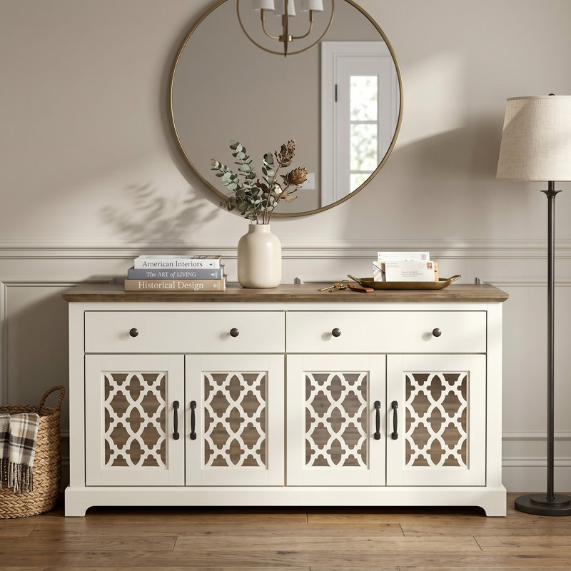 Blaire 2 Drawer Sideboard, Moorish, Ivory/Knotty Oak