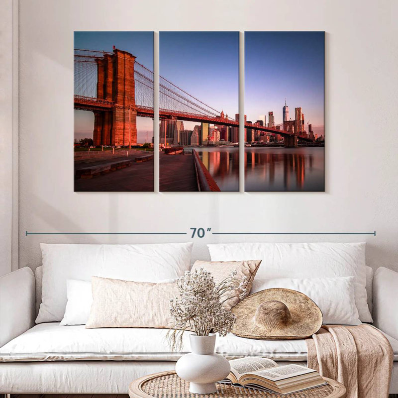 Lilie Brooklyn Bridge au lever du soleil, H 32 po x l 50 po
